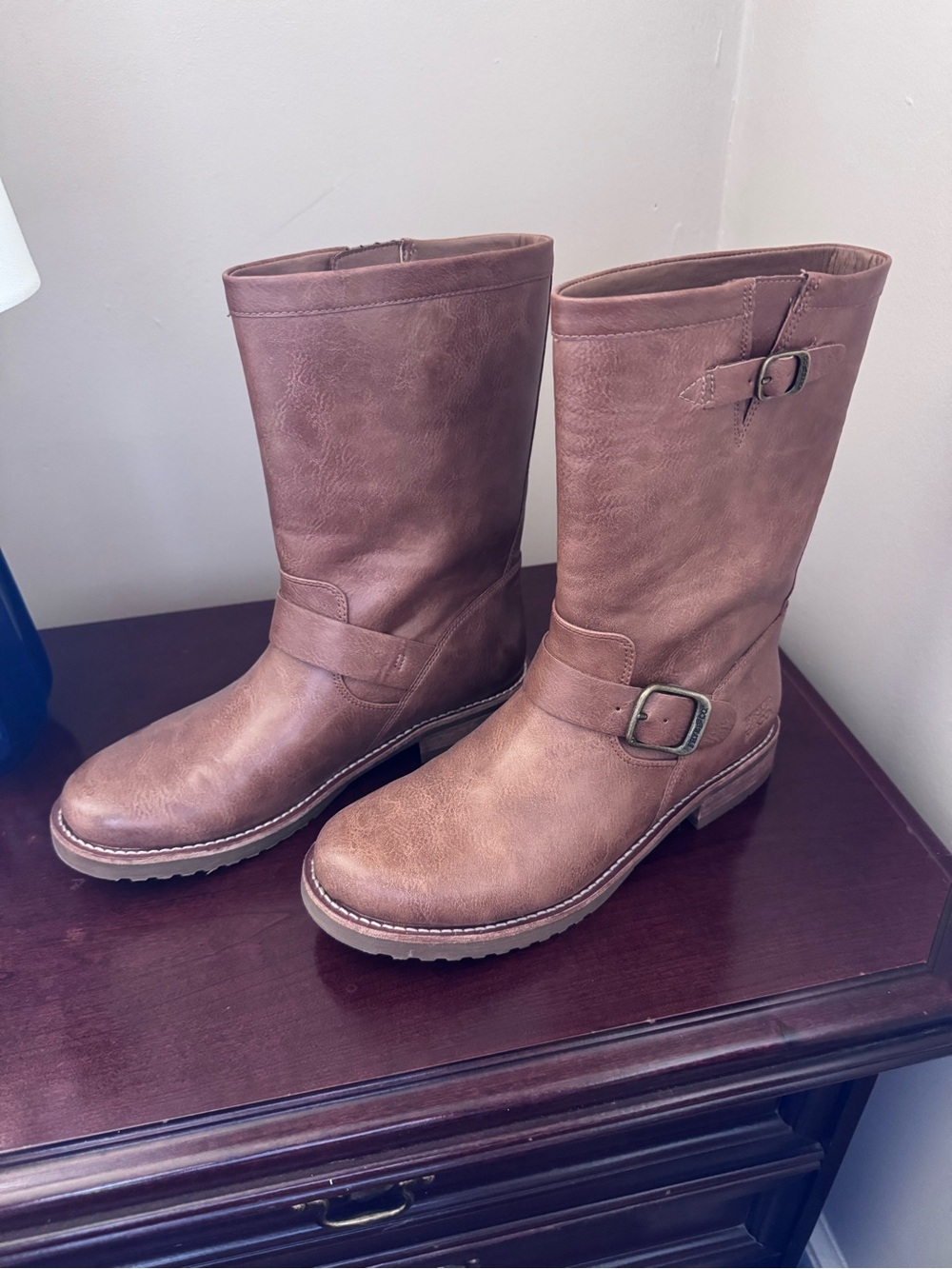 FRYE AND CO. Brown Mid-Calf Buckle Boots